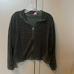 Pappagallo forest/olive Green velour zip up Jacket